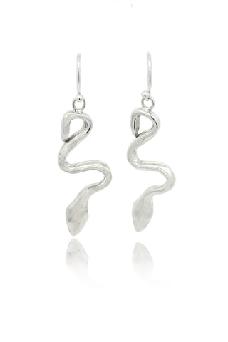 Serpentina Snake Dangle Earrings - Sterling Silver