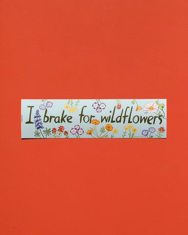 I Brake For Wildflowers Bumper Sticker