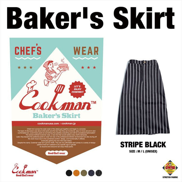 Cookman Baker's Skirt: Stripe - Black