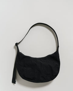 Medium Nylon Crescent Bag - Black