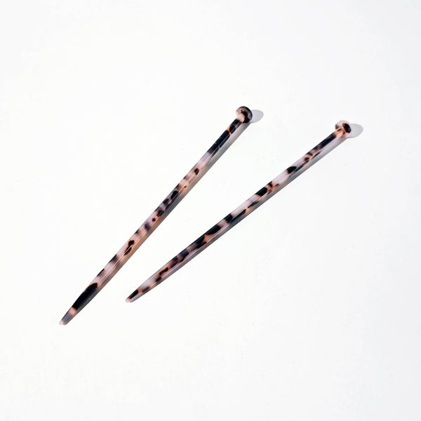 Knitting Needle Hair Stick Set - Light Tortoise
