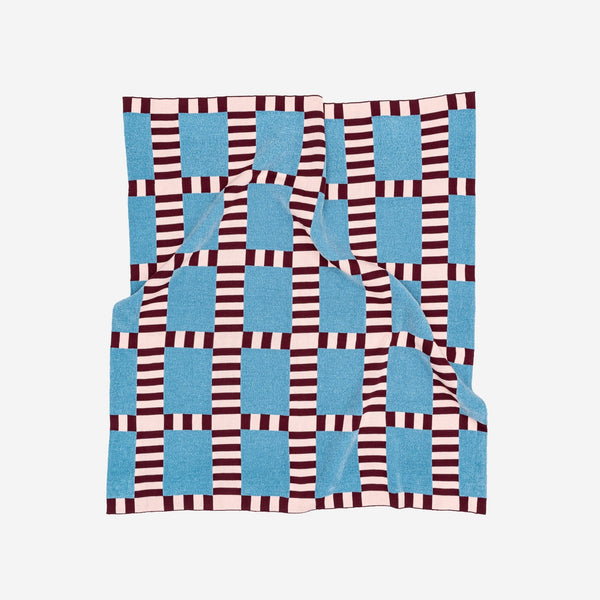 Tile Patch Chenille Throw - Stone Blue