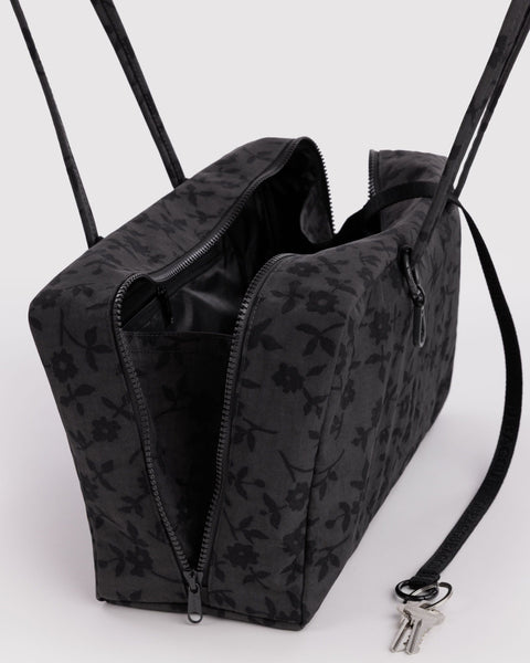 Medium Nylon Bowler Bag - Charcoal Ditsy Floral