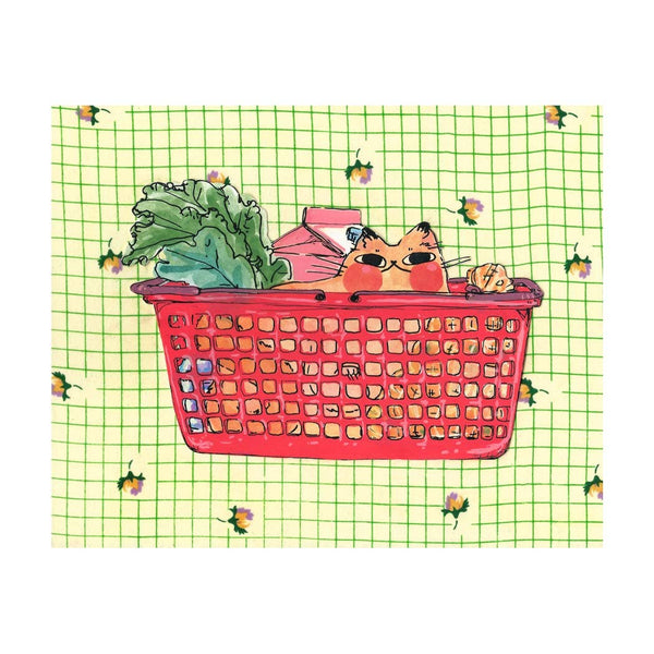 Basket Cat Print