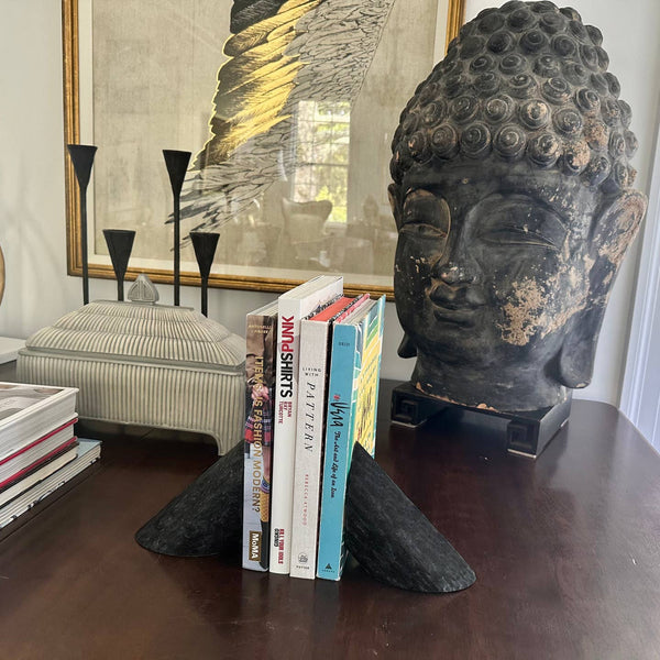 Black Polished Marble Bookends - Set of 2