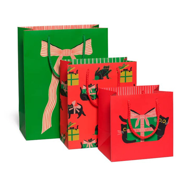 Holiday Black Cat Large Gift Bag