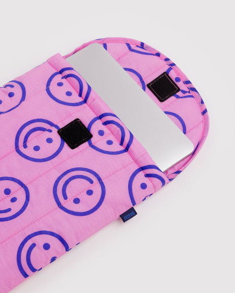 Puffy Laptop Sleeve 13"/14" - Pop Pink Happy