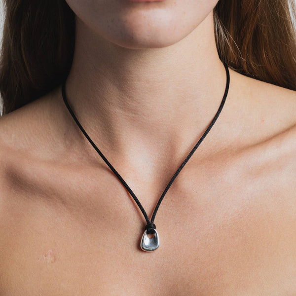 Odette Necklace in Black and Sterling Silver