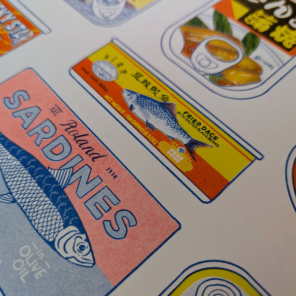 Tinned Fish Risograph Print