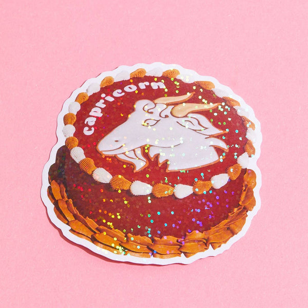 Capricorn Glitter Horoscope Cake Sticker