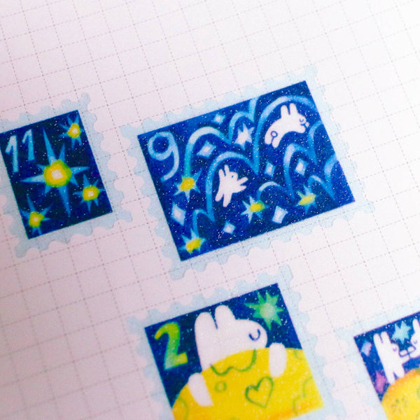 'To the Moon & Back' Frosted Glitter A6 Stamp Sticker Sheet
