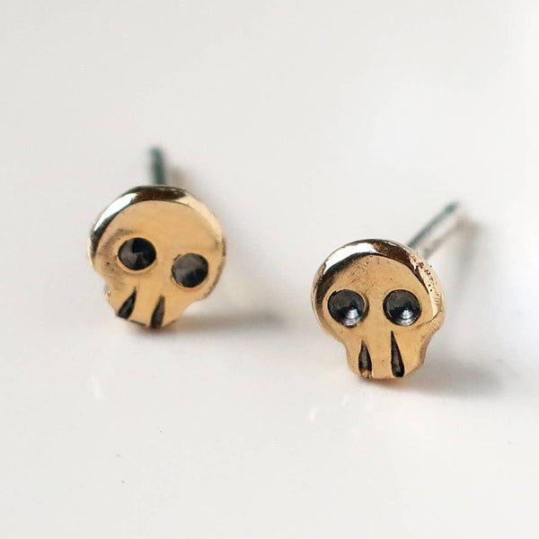 10k Gold Skull Stud Earrings