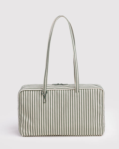 Medium Nylon Bowler Bag - Sage Stripe