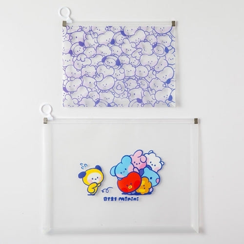 BT21 Clear Zipper Pouch Set - Purple