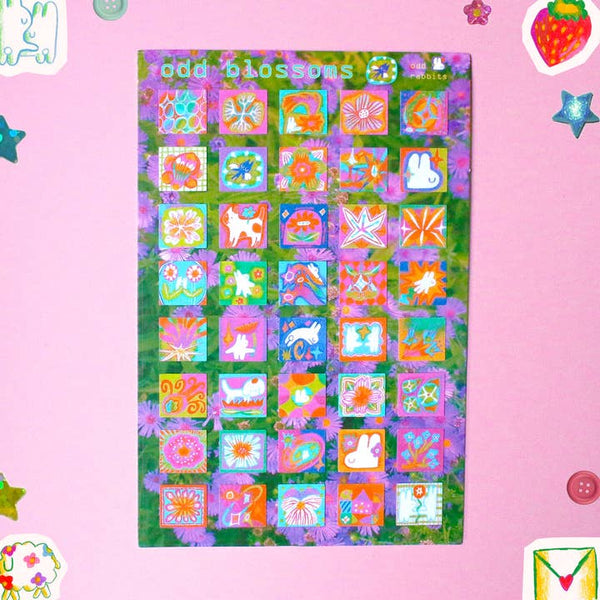 'Odd Blossoms' A6 Frosted Glitter Sticker Sheet