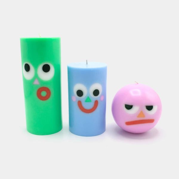 Moodz: Dippy Pillar Face Candle - Green