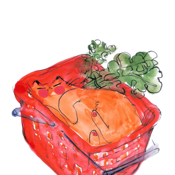 Basket Cat Dreaming Print