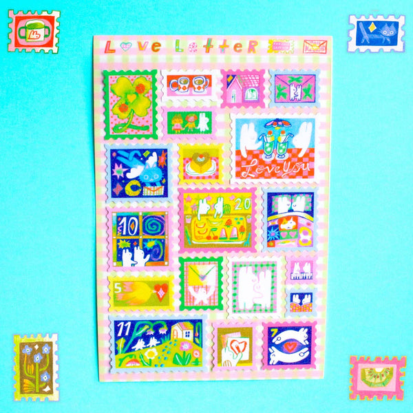 'Love Letter' A6 Frosted Glitter Sticker Sheet