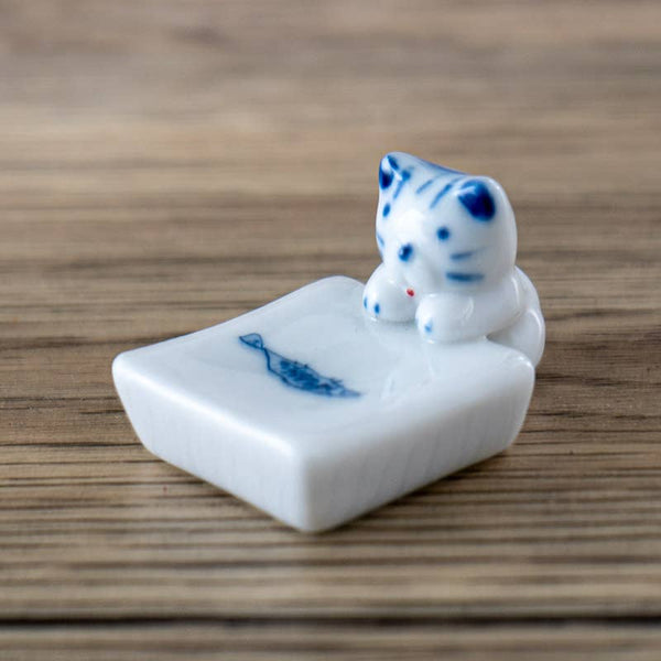 Cat and Fish Porcelain Chopsticks Rest