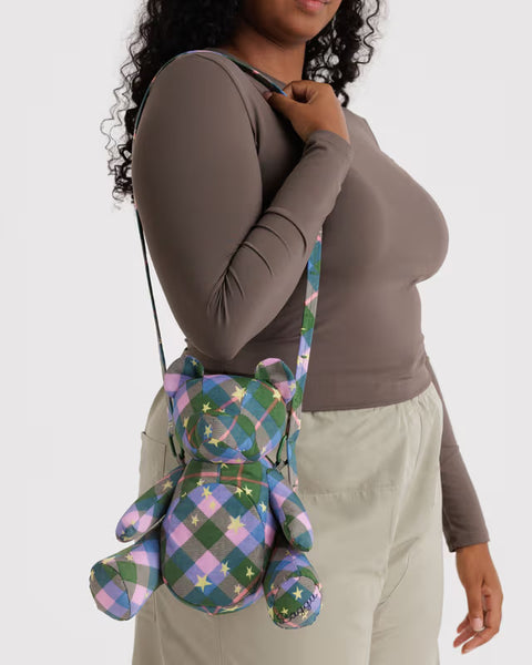 Bear Bag - Green Star Plaid