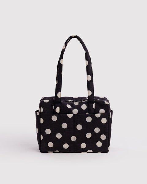 Everyday Cloud Bag - Black And Cream Polka Dot