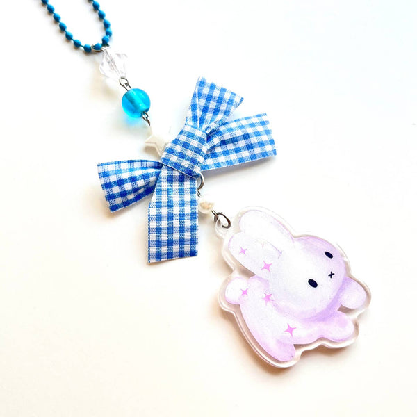 Coquette White Bunny Acrylic Keychain