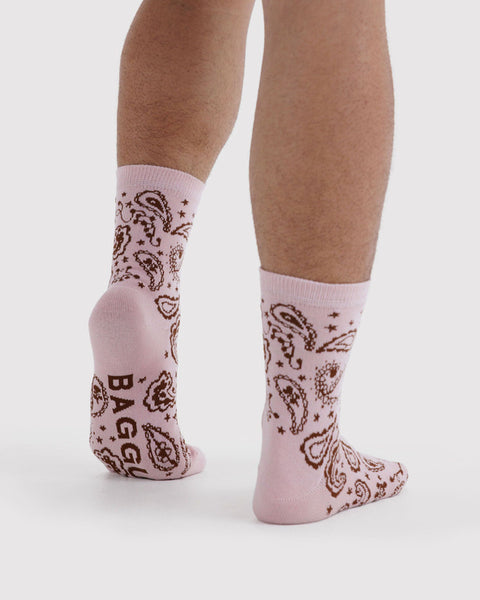 Crew Socks - Paisley Pink