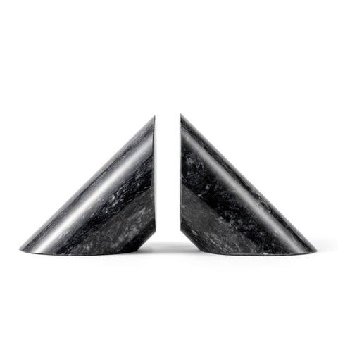 Black Polished Marble Bookends - Set of 2