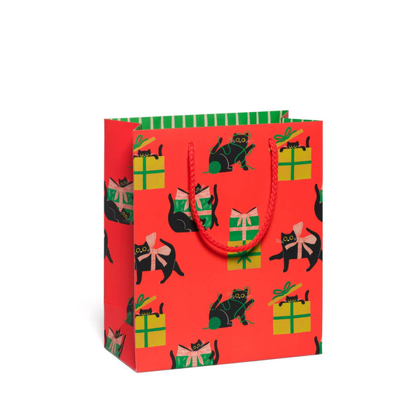 Holiday Black Cat Medium Gift Bag