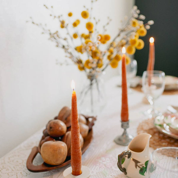 Beeswax Carrot Taper Candles