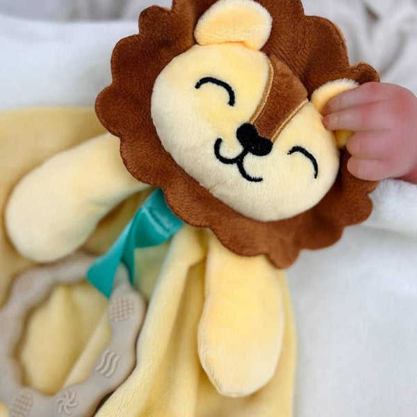 Plush Security Blanket & Teether Toy - Lion
