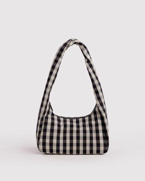 Small Nylon Meringue Bag - Black And Cream Gingham