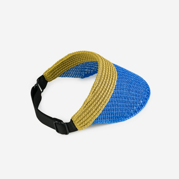 Raffia Visor - Golden Olive Cobalt