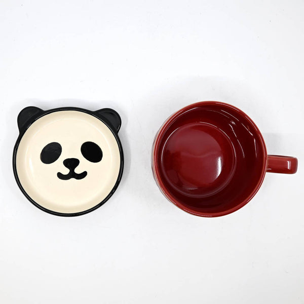 Panda Coffee Mug with Saucer Lid