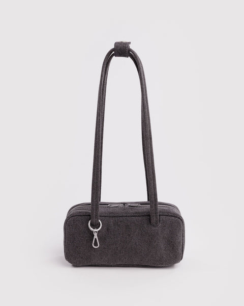Small Denim Bowler Bag - Washed Black Denim
