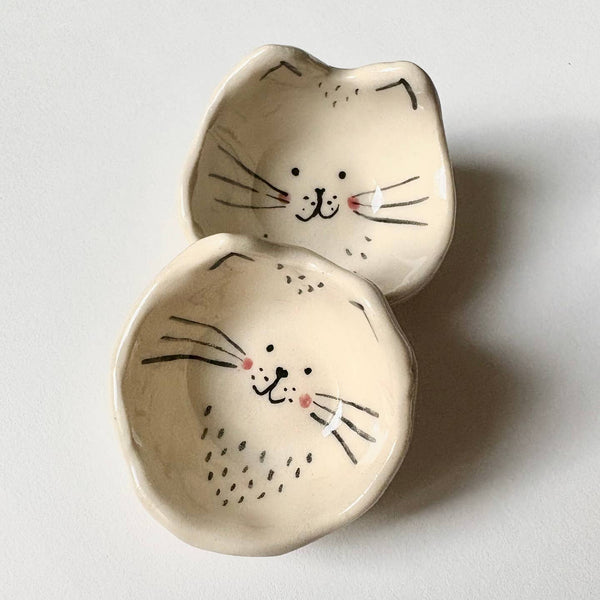 Tiny Cat Face Mini Handmade Ceramic Dish