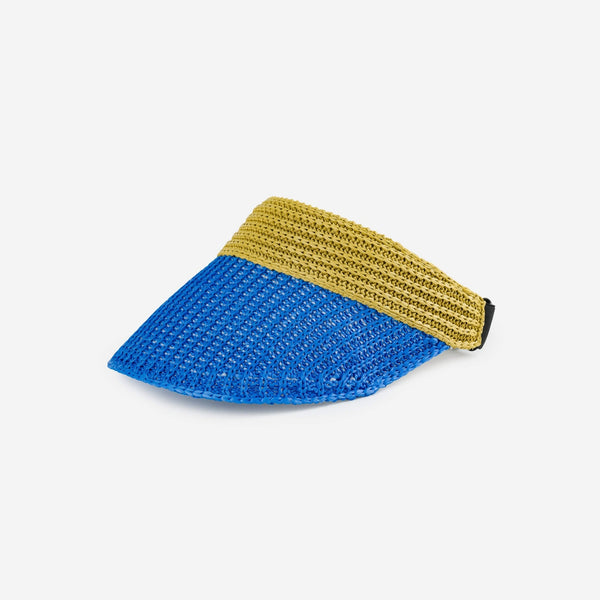 Raffia Visor - Golden Olive Cobalt