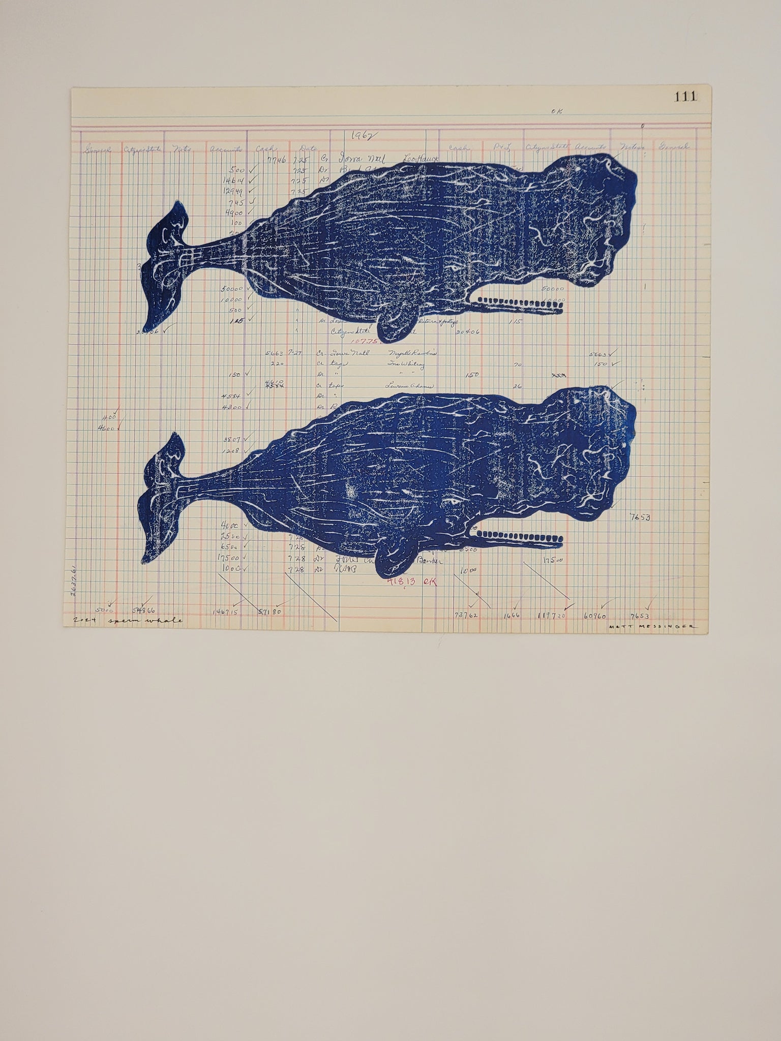 Sperm Whales Block Print