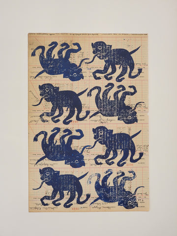 March Of The Hobyas Block Print
