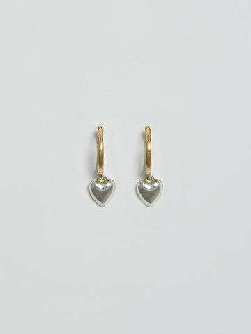 Gordita Heart Huggies in Mixed Metals