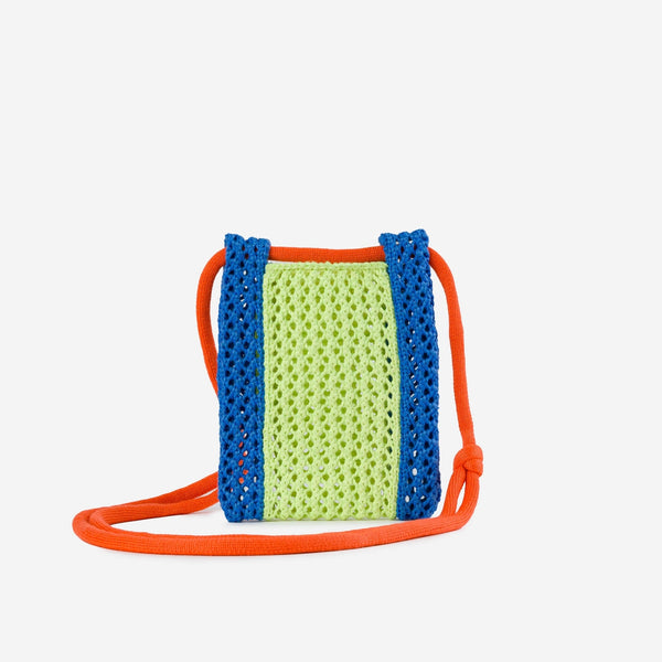 Raffia Phone Sling - Lime Cobalt