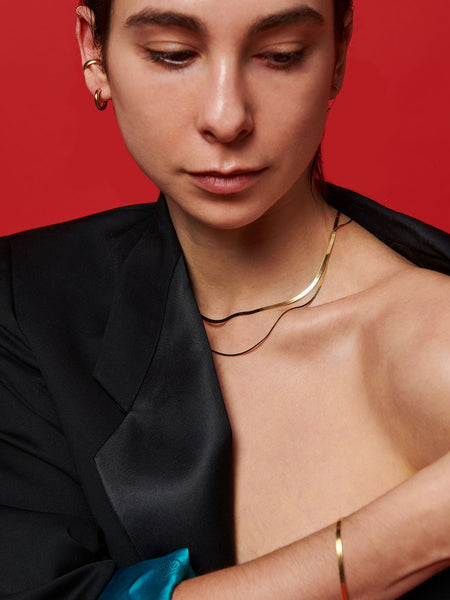 Demi Herringbone Necklace in 10k Gold