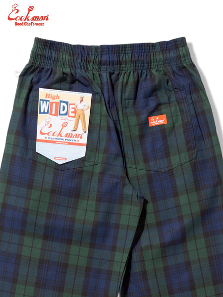 Cookman Chef Pants High-Wide - Black Watch Plaid