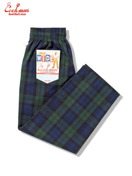 Cookman Chef Pants High-Wide - Black Watch Plaid