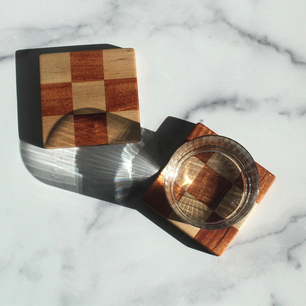 Chelsea Handcrafted Jumbo Wood Coaster Set