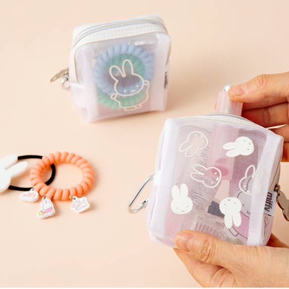 Miffy Mesh Zipper Pouch with Carabiner Clip