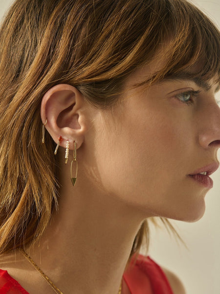 Mini Diamond Safety Pin Earring in 14k Gold