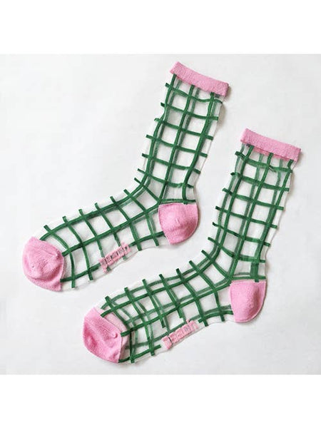 Tulip Grid Sheer Socks