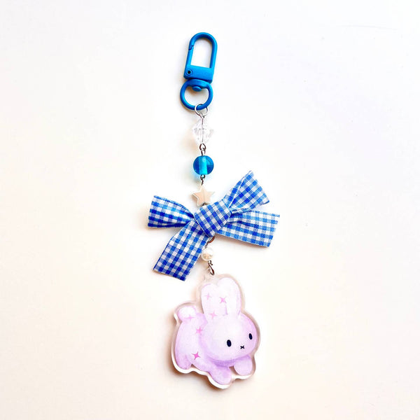 Coquette White Bunny Acrylic Keychain