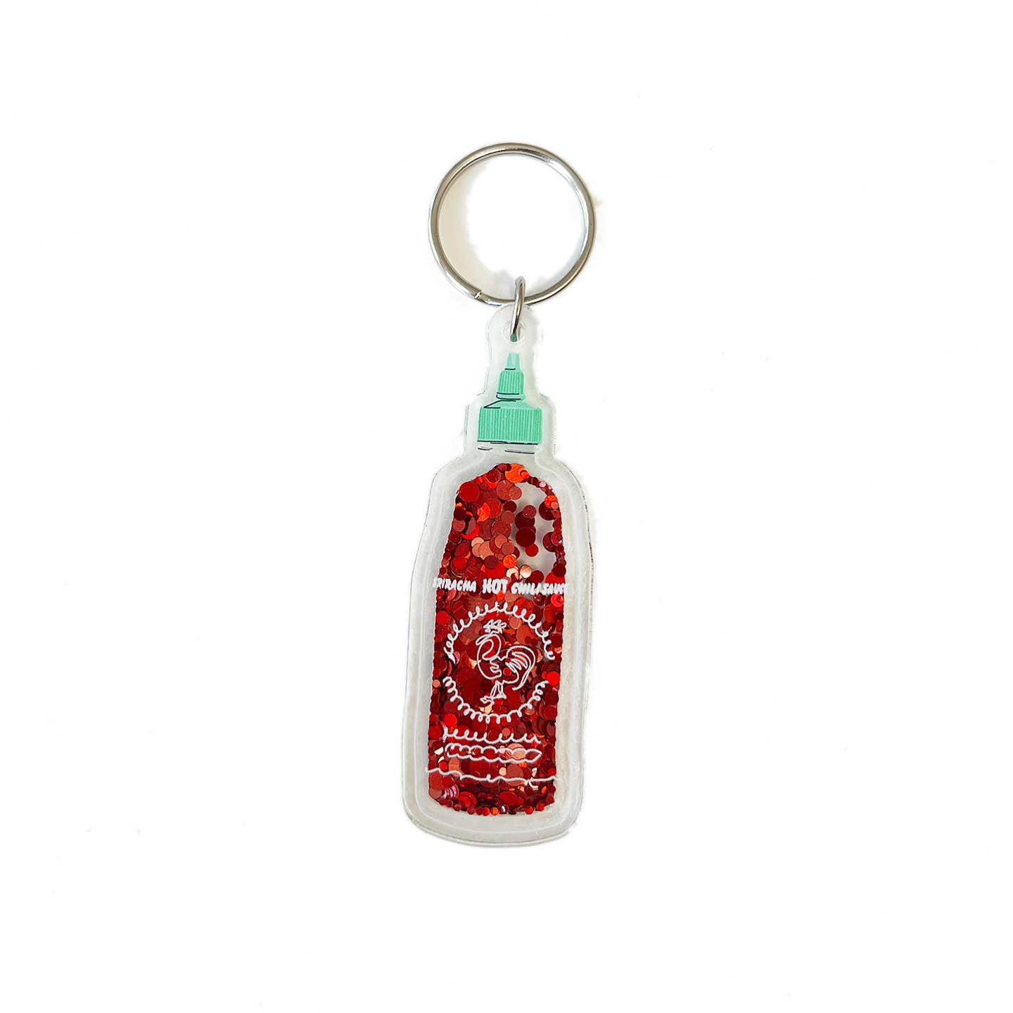 Sriracha Hot Sauce Sparkle Keychain